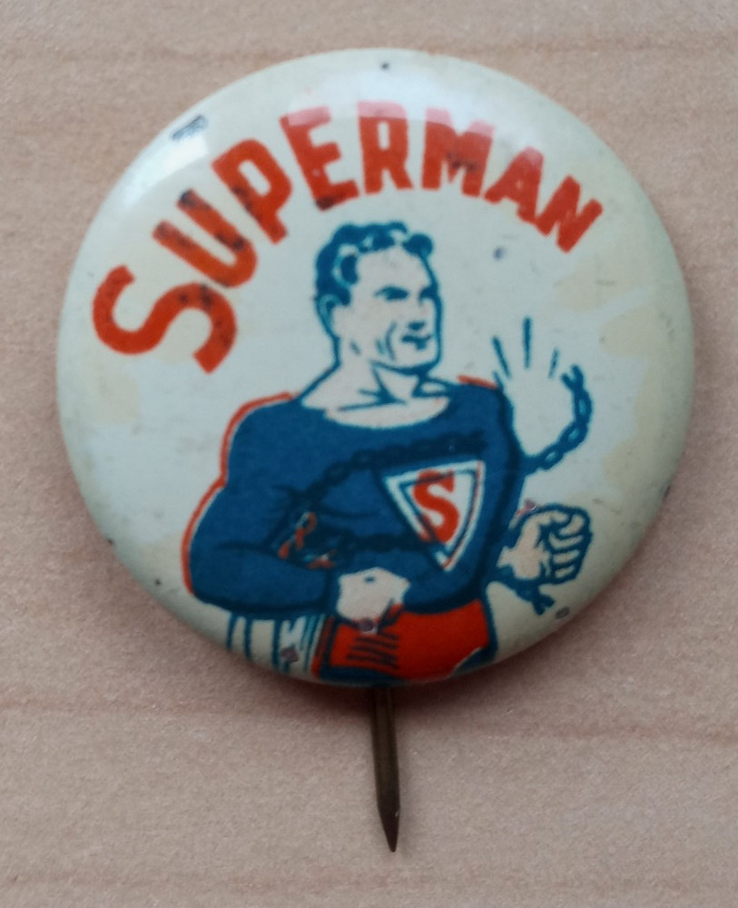 1939 Superman Pin Action Comics Magazine First Pinback Button