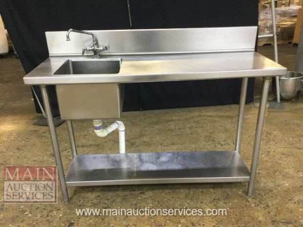 60”x 21” All Stainless Steel Work Prep Table With Left Sink