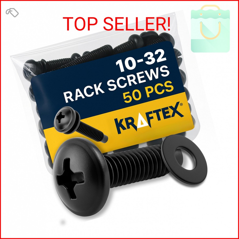 10-32 Rack Screws 50-Pack - Versatile Server Rack Accessories for Network Cabine