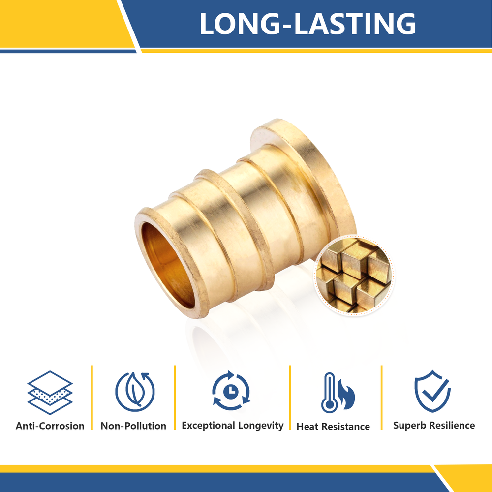 EFIELD (2-50 Pack) Pex A End Cap 3/4" Plug Expansion Brass Fitting Lead Free