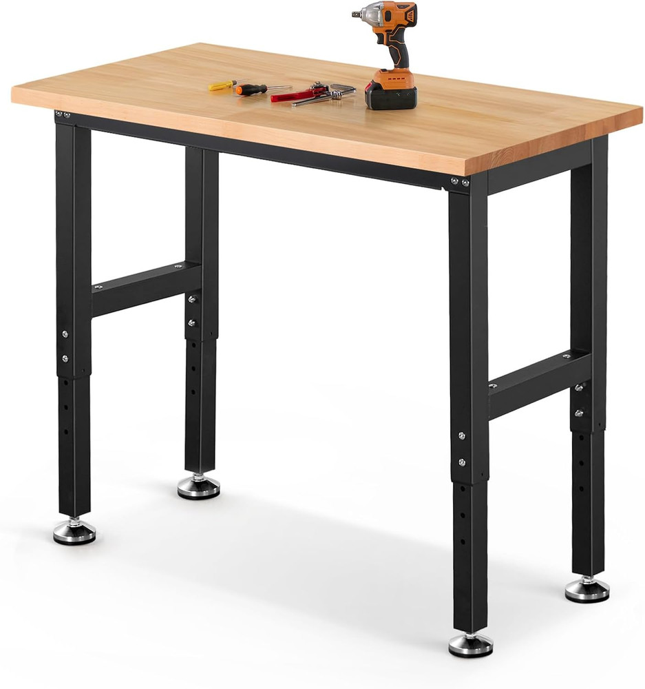 Work Bench 41 Inch Workbench for Garage Adjustable Height Heavy Duty Work Table