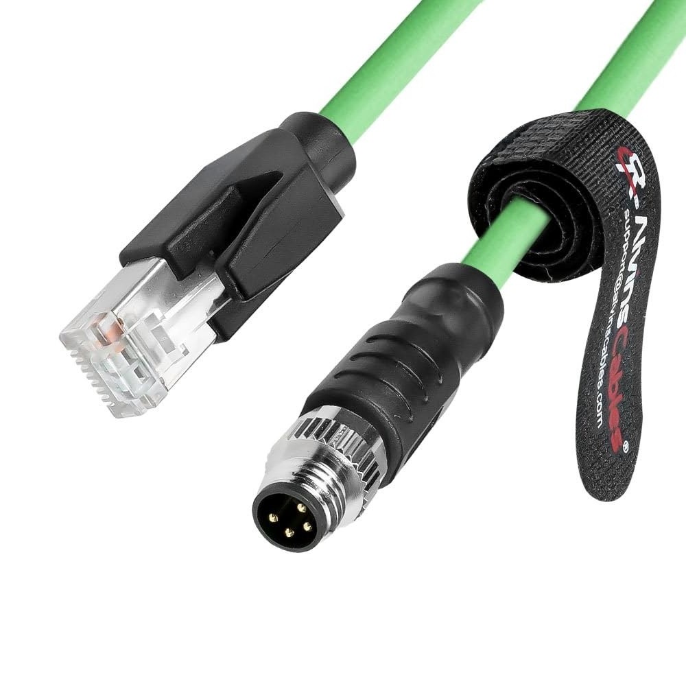 M8 A-Code Ethernet Cable 4 Pin to RJ45 Cat5e HighFlex Shielded for Beckhoff 33ft