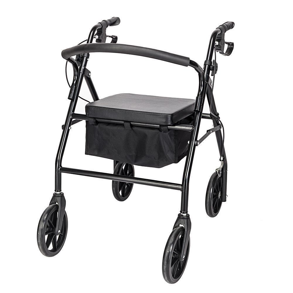 Folding Mobility Rollator Rolling Walker W/ Padded Seat 286lbs Weight Capacity