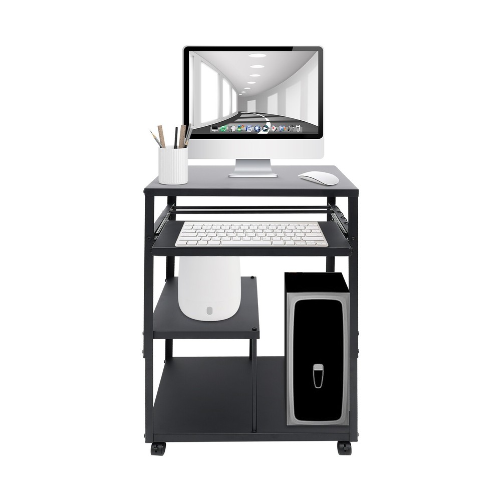 Computer Desk With Keyboard Tray Height Adjustable Rolling Presentation Table