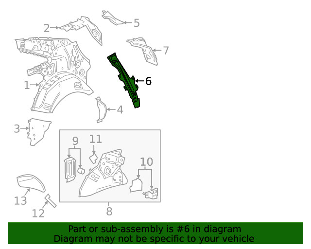 Genuine GM Driver Side Quarter Inner Panel Brace 22945546