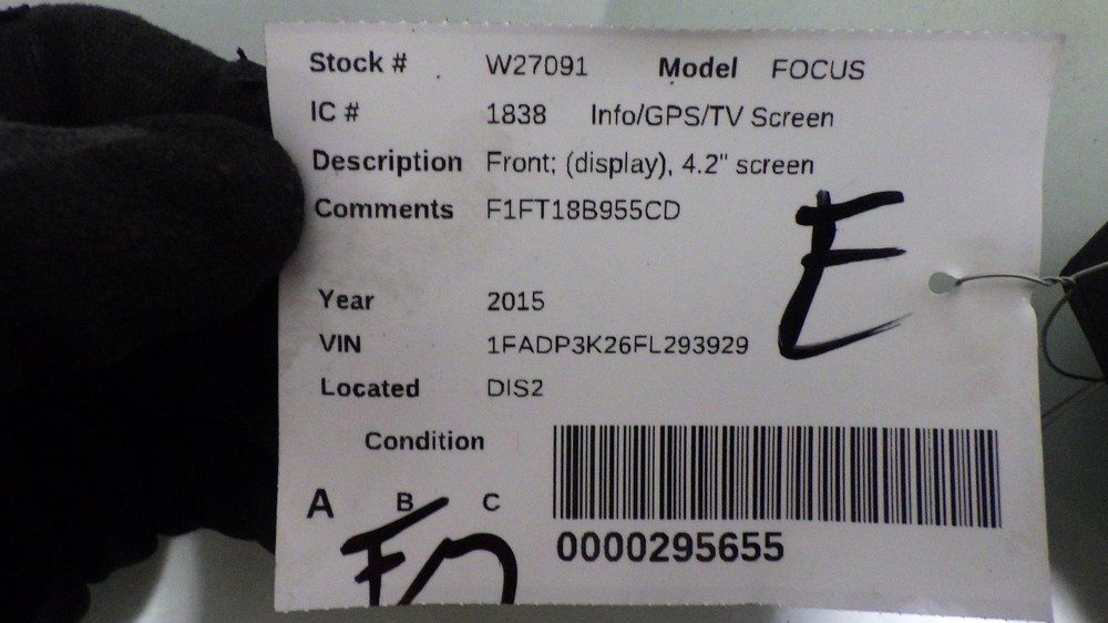 15 FORD FOCUS Info Screen F1FT18B955CD