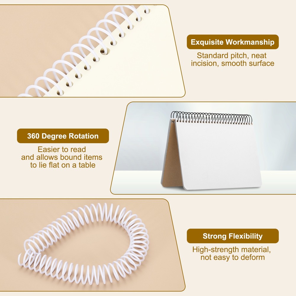 100 Pack Spiral Binding Coils, 11mm(7/16") Binding Coil, White