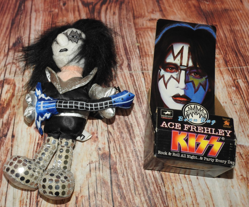 Set of 3 1998 Kiss Bean Bag Dolls, Gene Simmons, Ace Frehley, Paul Stanley