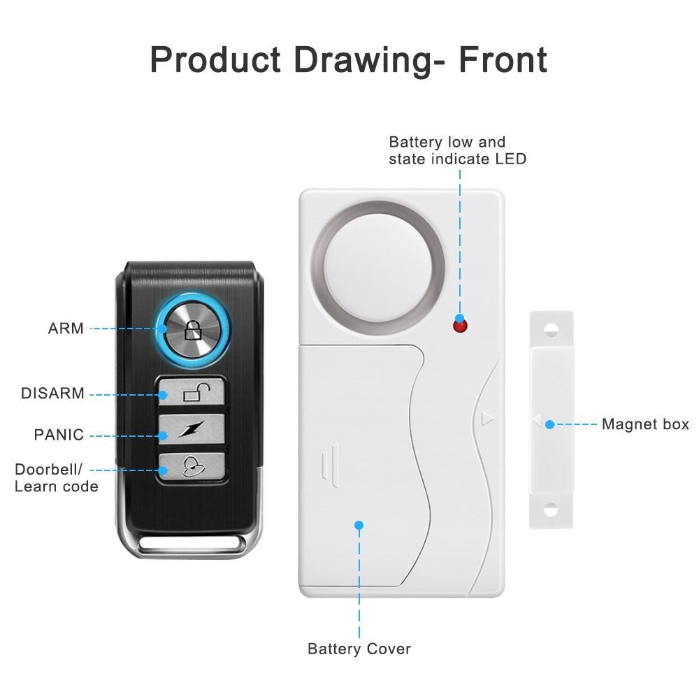 Apartment Safety Magnetic Window Door Alarm *2 Control by Remote Simple Function
