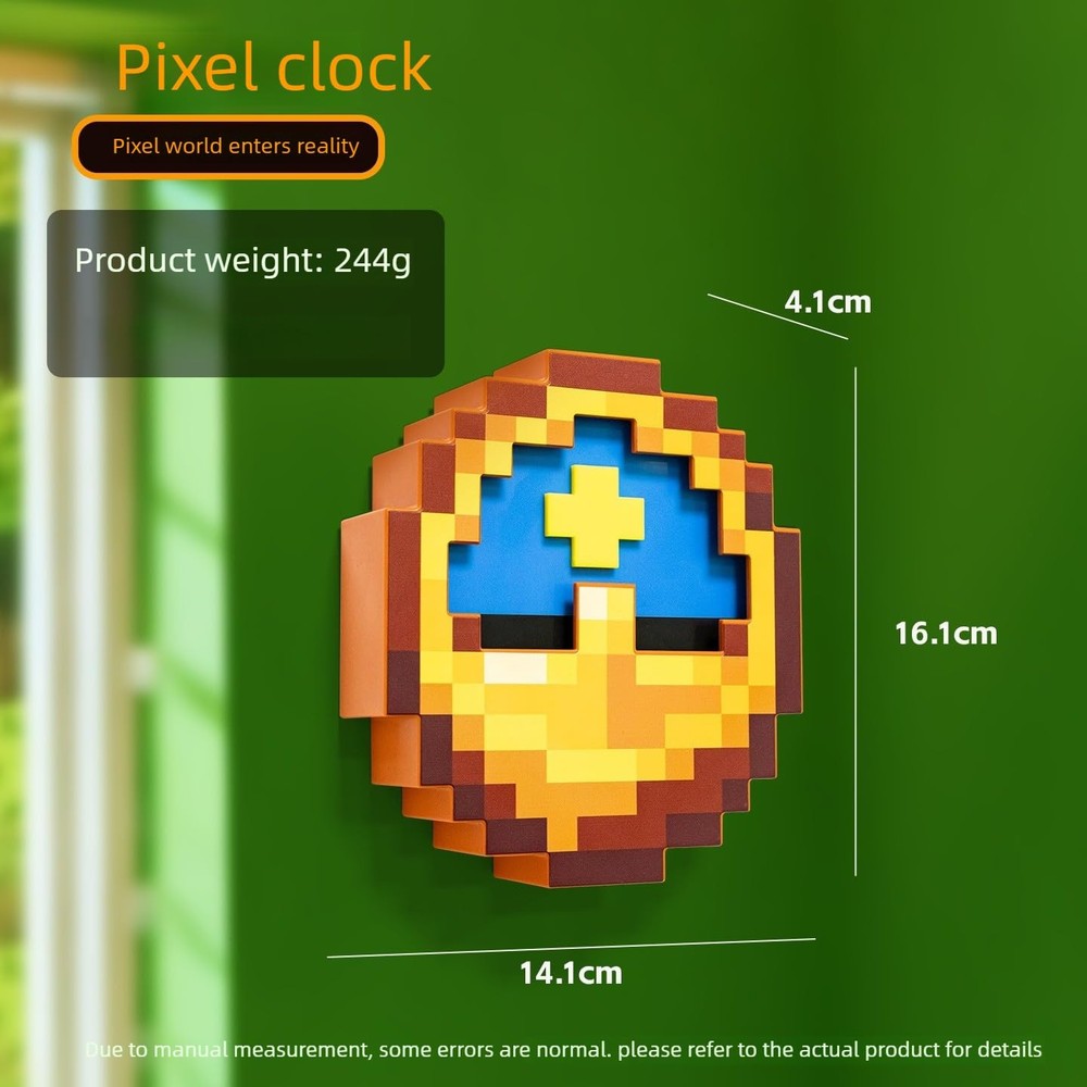 Pixelated Clock, Pixelated World Clock Decoration, Room Decoration, Multifunc...