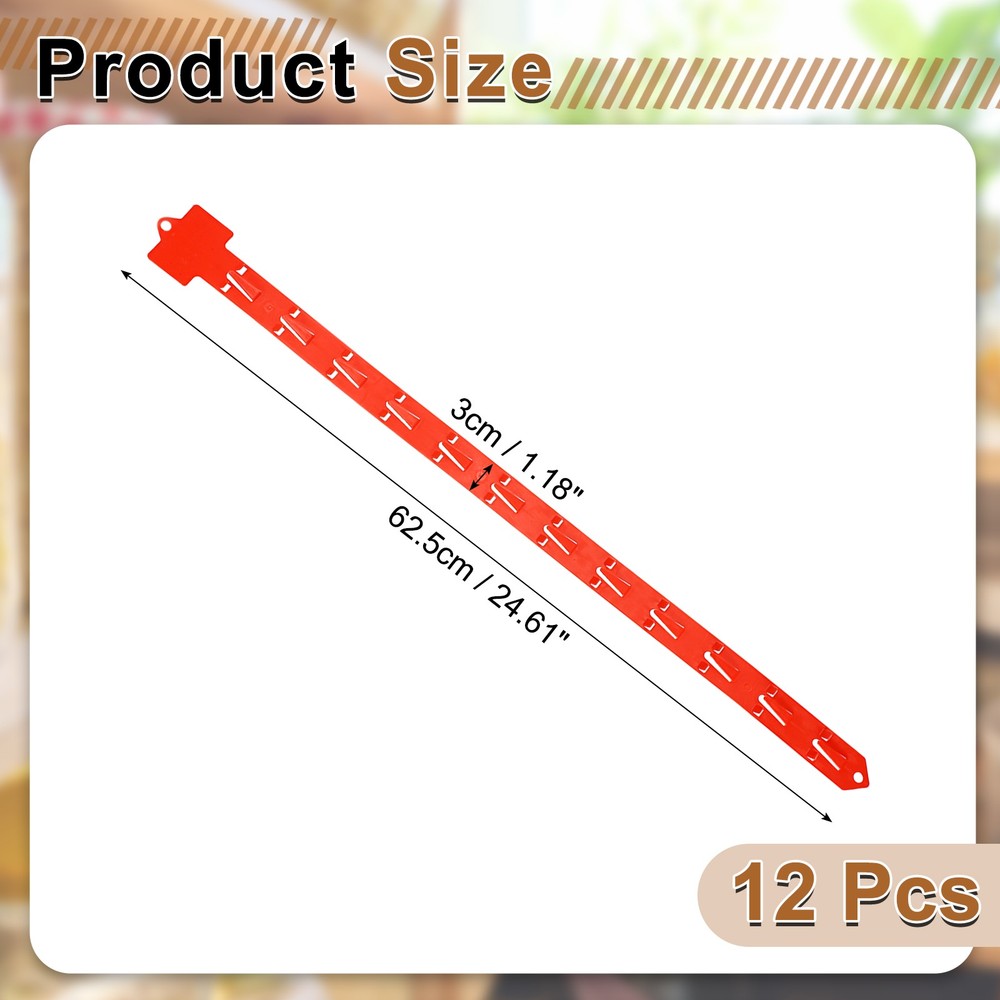 12Pcs Hanging Merchandise Strips, 24.61" Display Rack Stand, Red