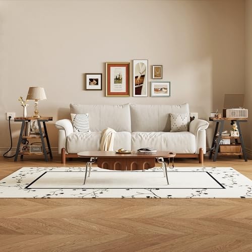 End Table with Charging Station, Small Side Tables with Lucky 7 Rustic Brown