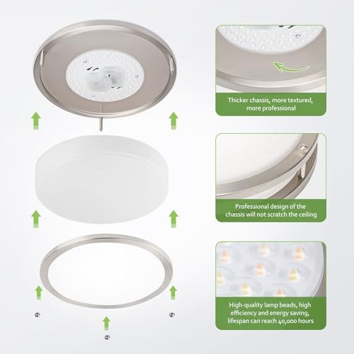 Flush Mount Ceiling Light - Pack4W 10 Inch 2 Brushed Nickel