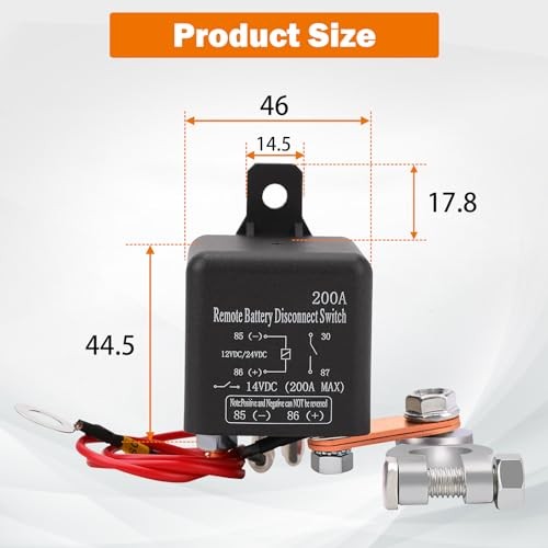 200A Rated 360A Starting Current Remote Battery Disconnect Switch DC 12V 200a