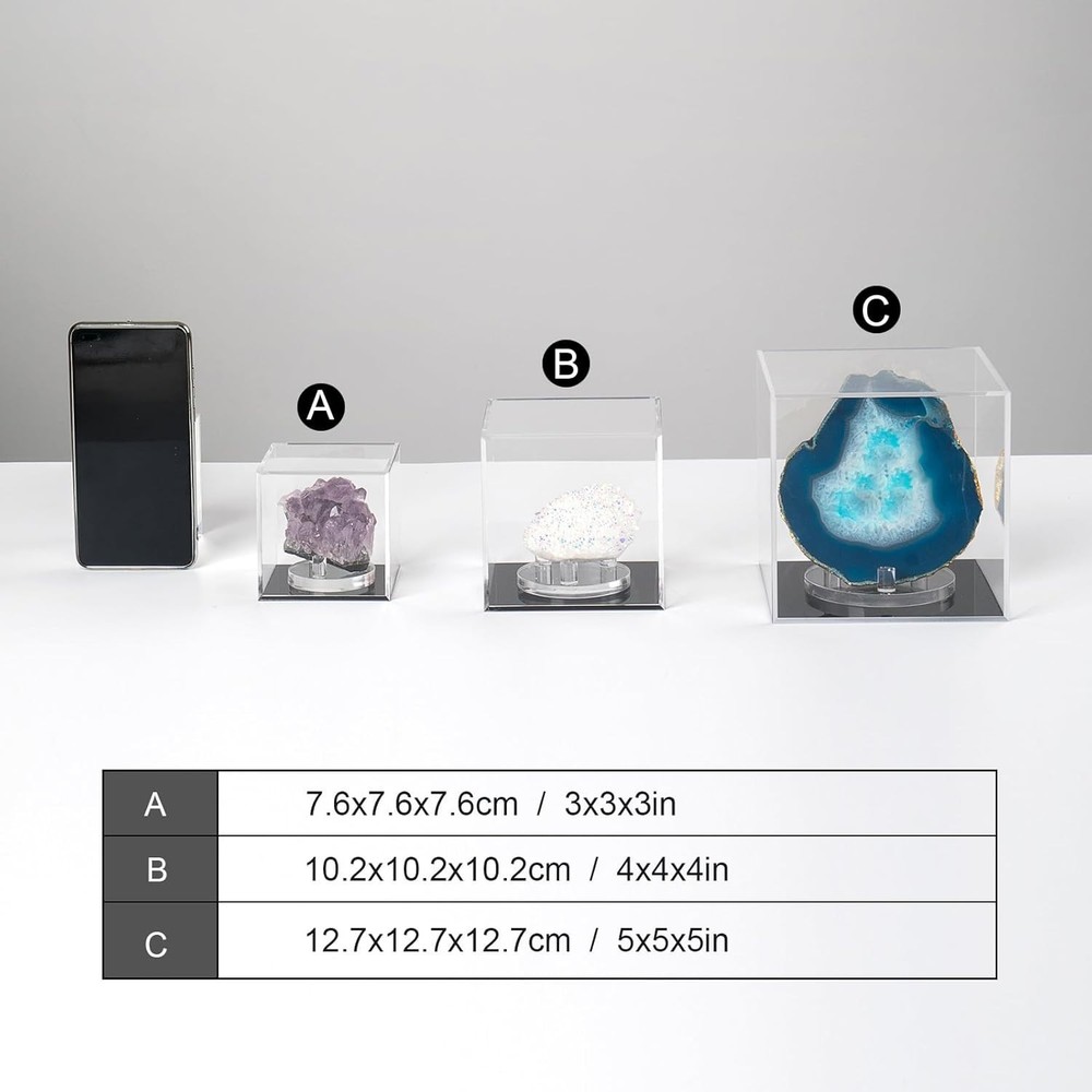 Transparent Acrylic Square Cube Containers with Lid Storage Boxes, Action Fig...
