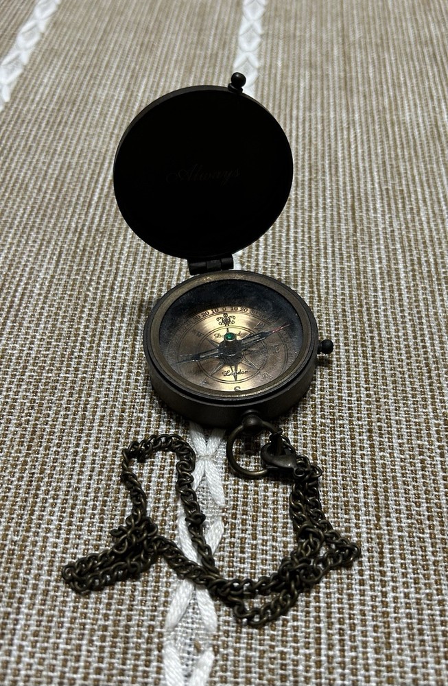 Antique Finish Solid Brass Pocket Compass With Engraving Navigational