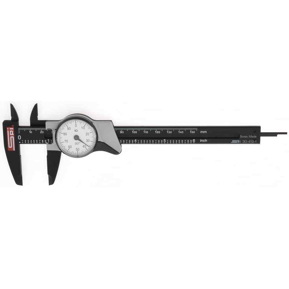 SPI 30-412-1 Super Polymid Inch Dial Caliper with White Dial: 0" - 6" Range