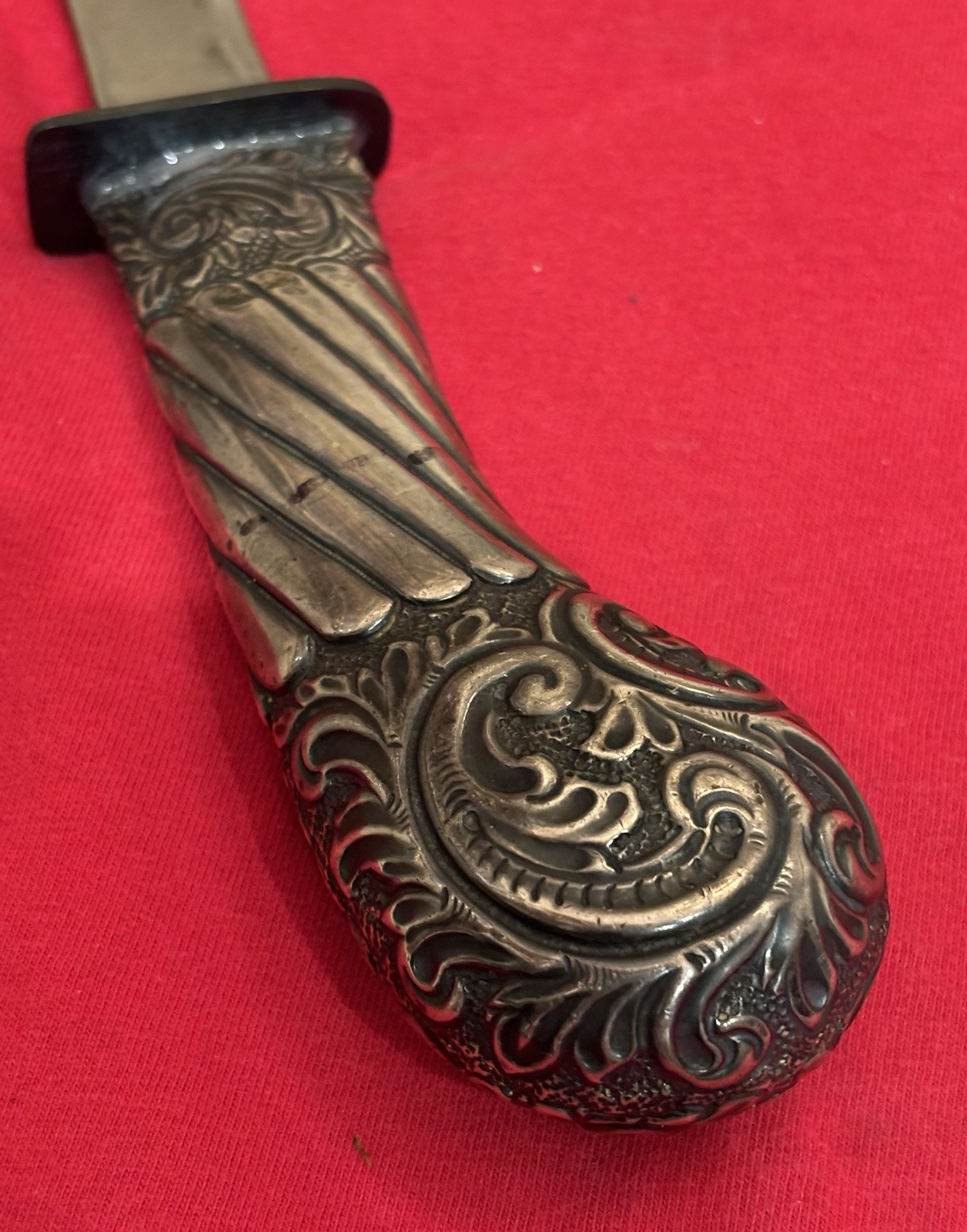 ANTIQUE SWORD HANDLE & USA FILE TO A THEATER KNIFE - NEW SHEATH