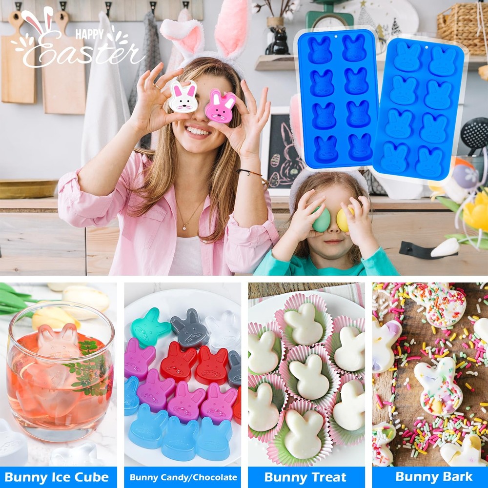 Webake Easter Bunny Ice Cube Molds, 8-Cavity Silicone standard, Blue