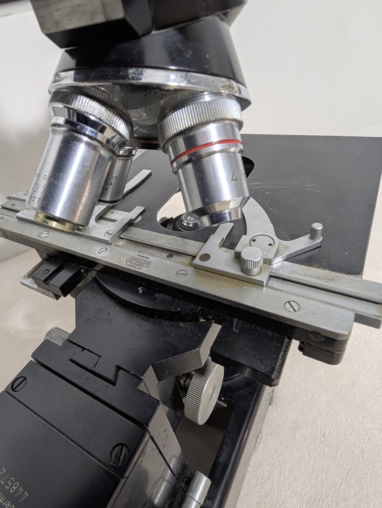 Ernst Leitz Wetzlar Trinocular Microscope 4 Objectives Black