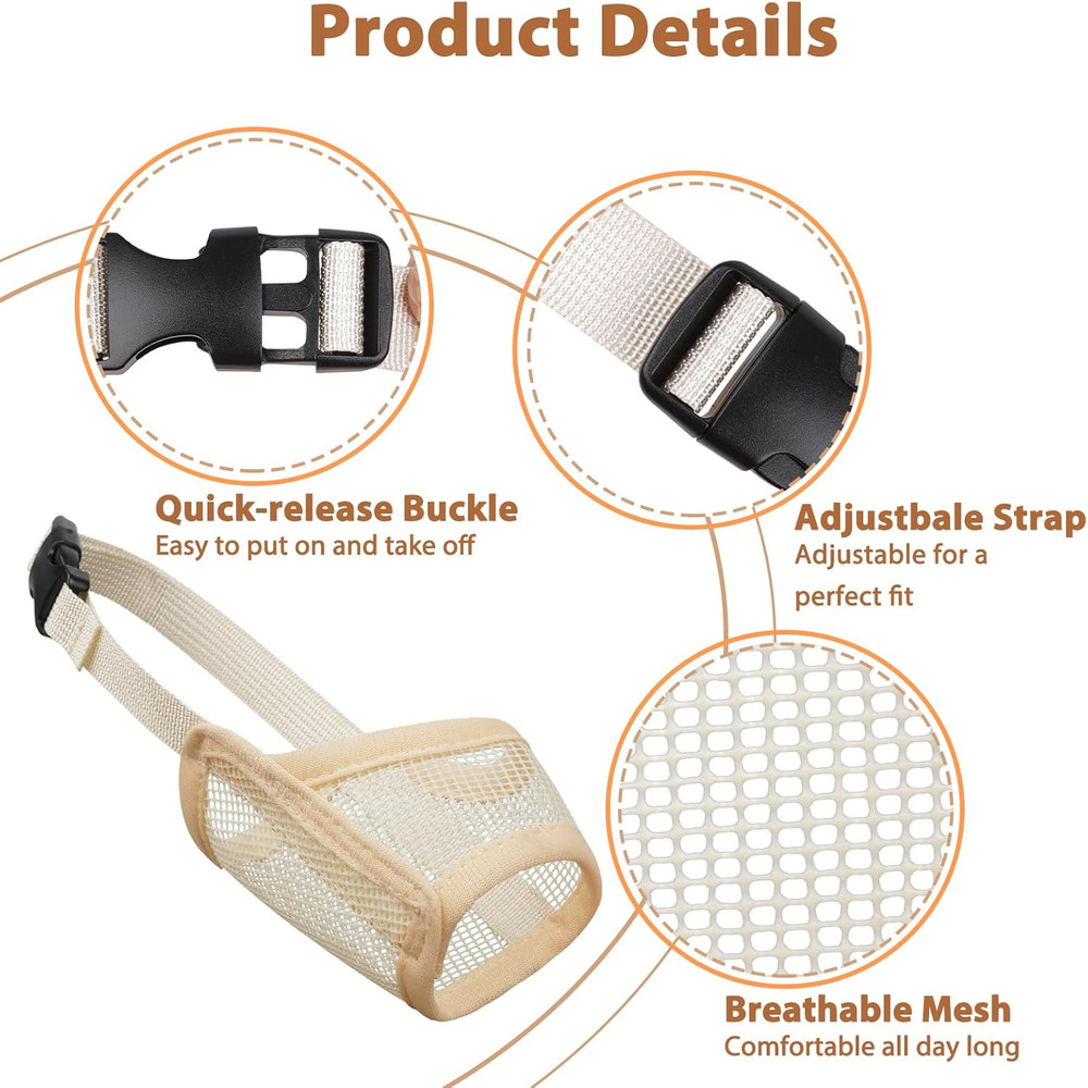 Dog Muzzle Suits for Small Medium Large Dogs, Mesh Muzzle anti Biting Chewing, B