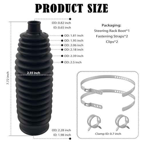 Car Inner Tie Rod Boot with Clips/Fastening Straps Replacement OEM