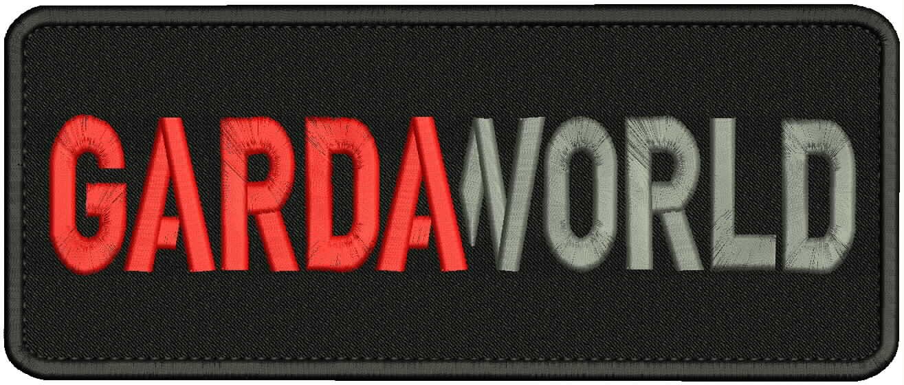 GARDAWORLD   Embroidery Patch 4x10.5 Hook ON Back BLK/Gray"