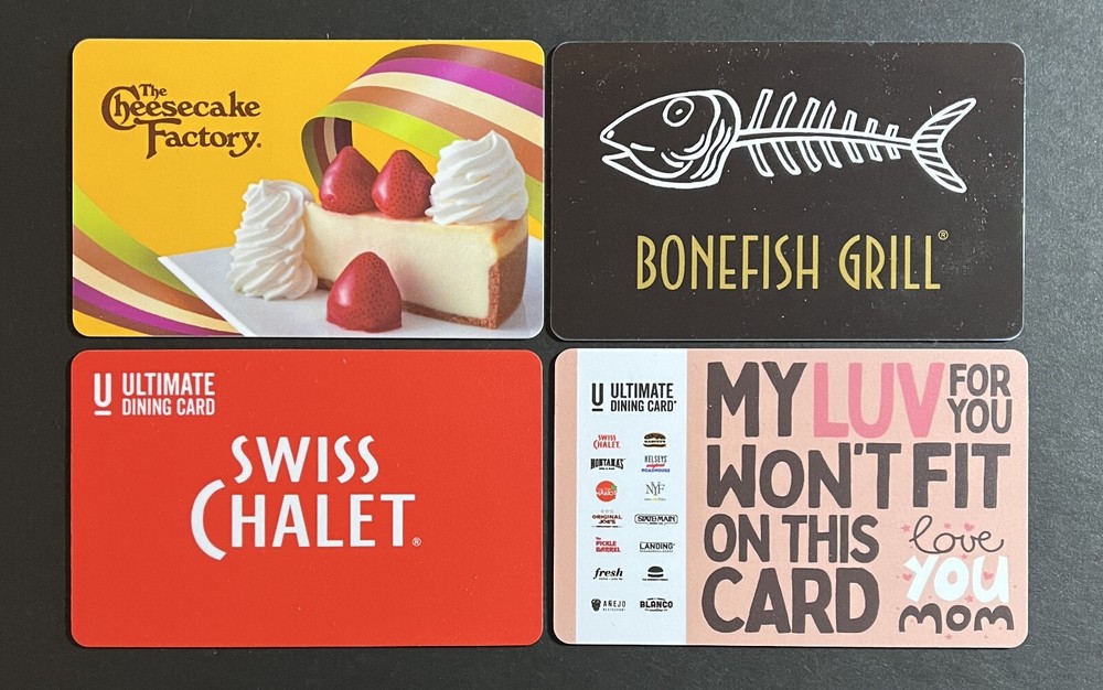 ULTIMATE DINING CARDS - GIFT CARDS - (no monetary value).