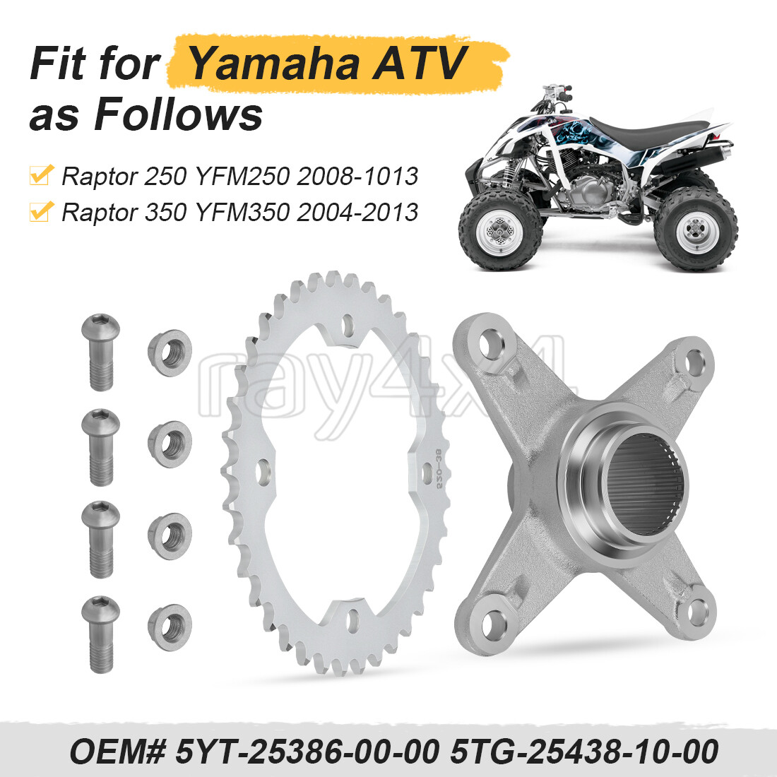 REAR SPROCKET HUB 38TH 5YT-25386-00-00 For 2004-2013 YAMAHA RAPTOR 350 250