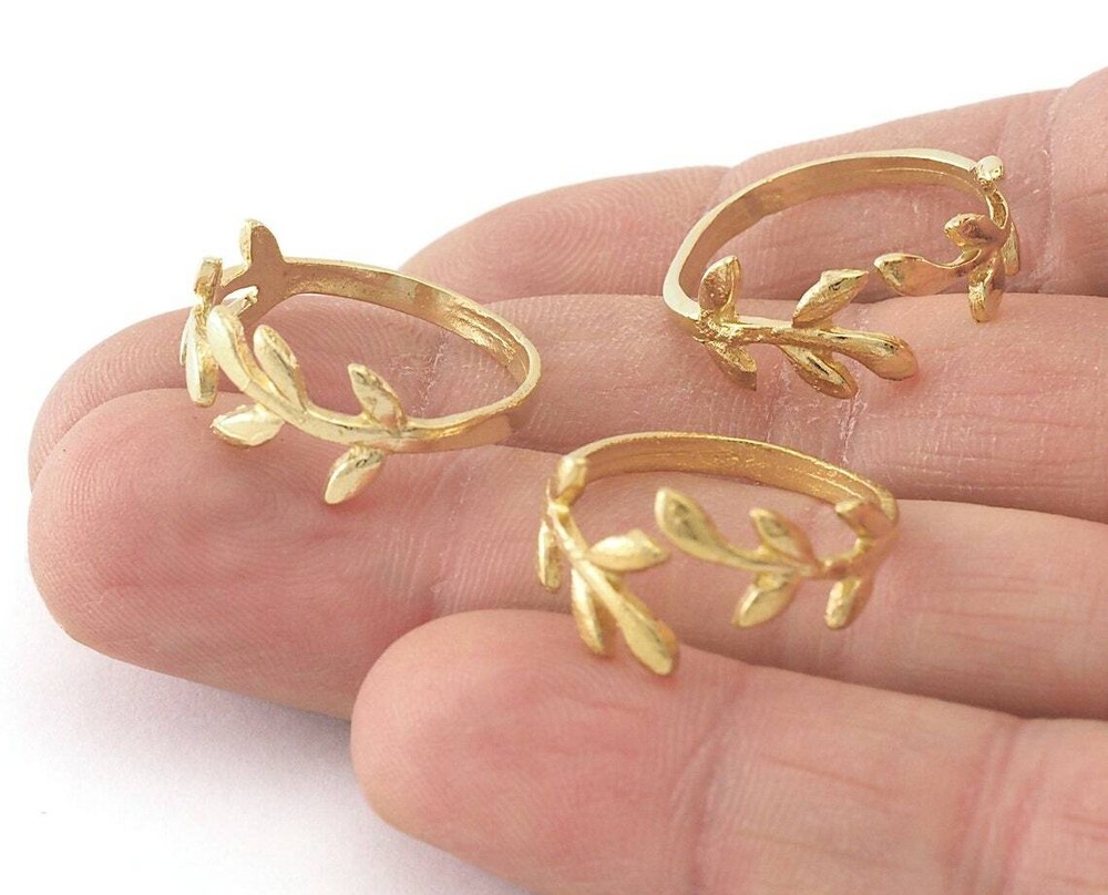 Minimalist Ring Leaf Adjustable Raw brass (18mm 8US inner size) 4095