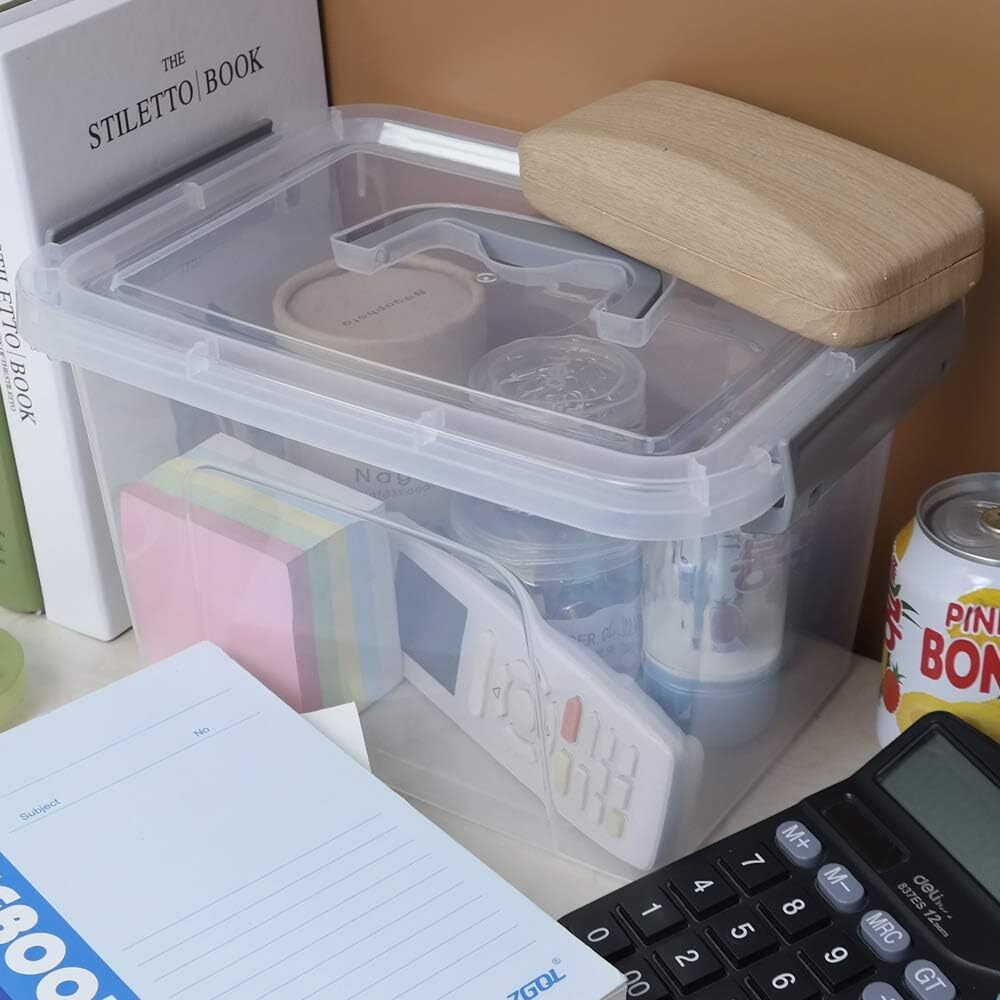 6 Quart Clear Plastic Storage Box, Latch Box with Handle, 6 Quart, clear