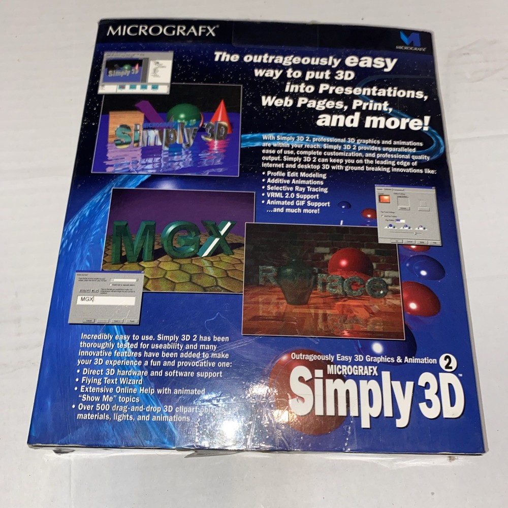 Micrografx Simply 3D 3.0 1997 Software Vintage Complete in Box EUC
