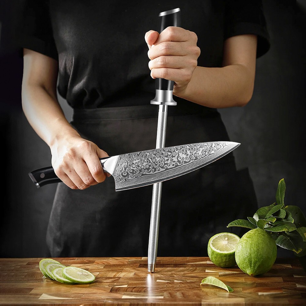 TURWHO 9inch Diamond Sharpener Rod Kitchen Chef Knife Sharpening Stick Bar