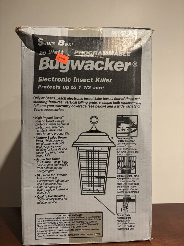 Sears Best Programmable Bugwacker Insect Killer Model 7114083 80 Watts ~ Working