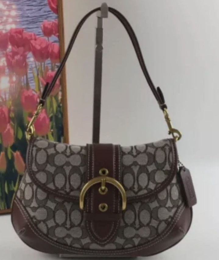 Best Offer Soho Bag Signature Jacquard Shoulder Bag CJ814 Brown Outlet