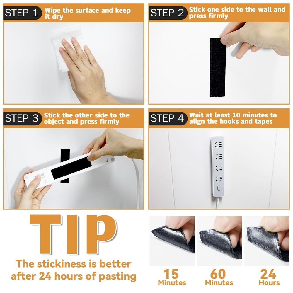 Hook and Loop Strips with Adhesive 1x4IN 58 Pairs/116 Strips,Hook and Loop Bu...