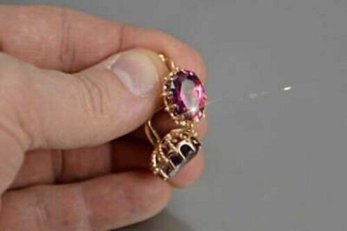 2Ct Lab Created Ruby Diamond Solitaire Dangle Earrings 14K Yellow Gold Finish