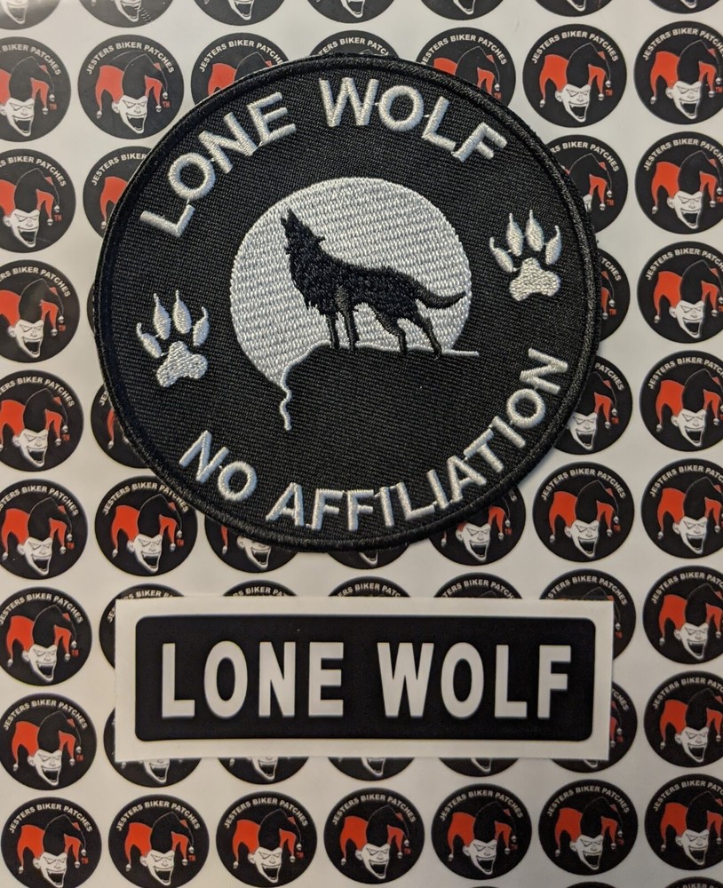 Lone Wolf No Affiliation Biker Patch with Sticker