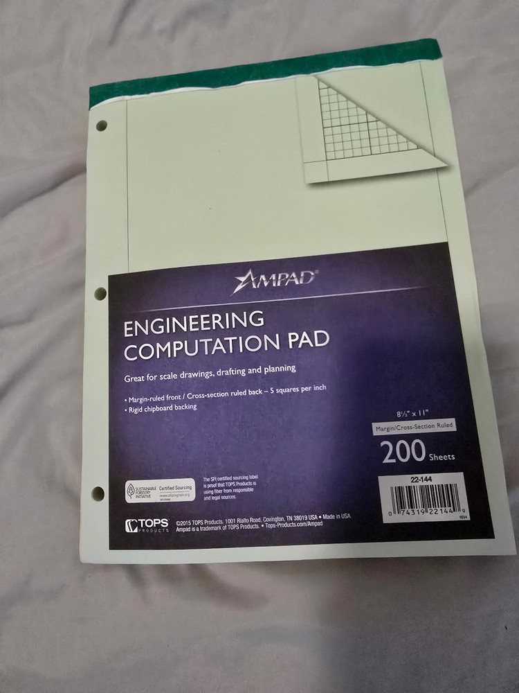 Ampad Engineering Computation Pads 200 Sheets/Pack 8-1/2" x 11"