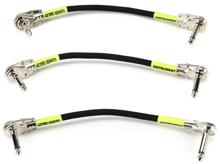 Ernie Ball 6" Flat Angle / Flat Angle Patch Cable (3-pack) - Black