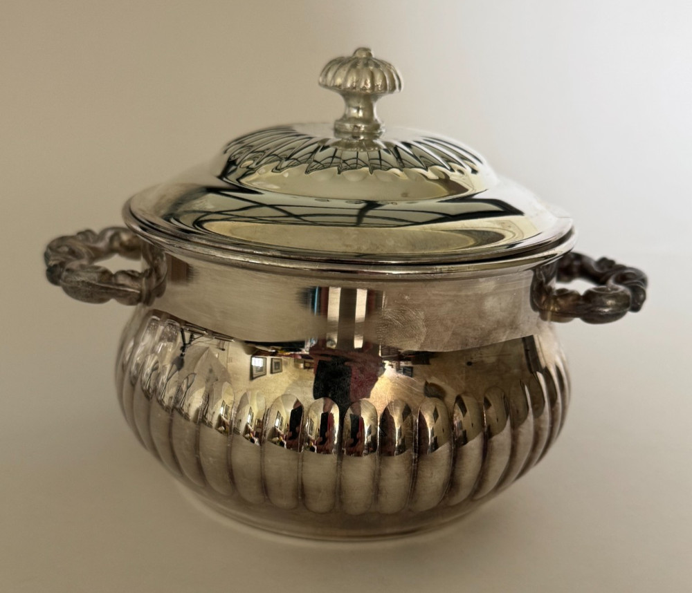 Eales 1779 Silverplate Lidded Sugar Bowl with Handles