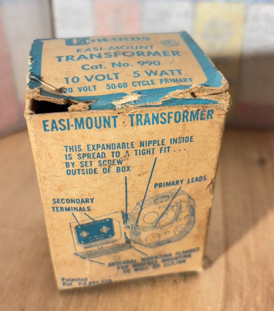 Vintage Edwards Easi-Mount Transformer Model 990  10V 5W