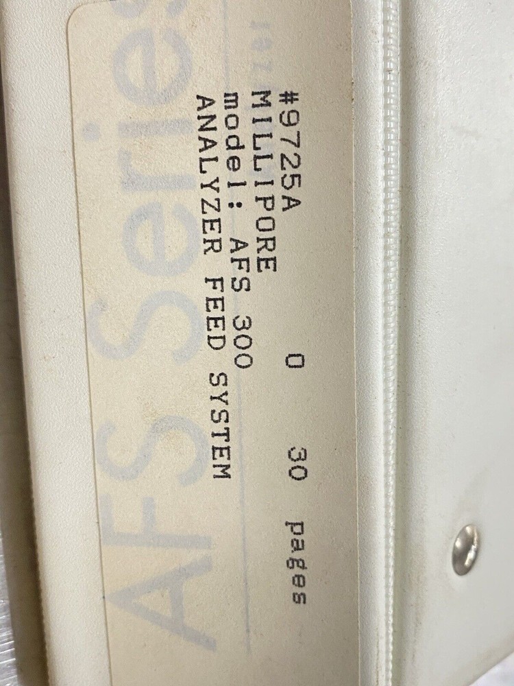 Millipore AFS 300 Analyzer Feed System With VHS - Users Guide / Manual