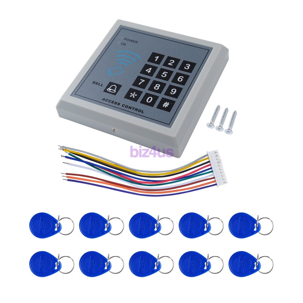 RFID Reader & Password Standalone Door Access Control Keypad+ 10 ID Card keyfobs