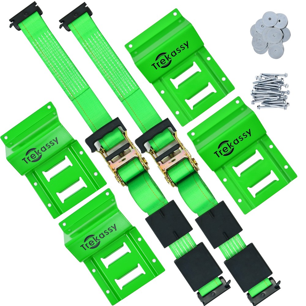 Etrack ATV UTV Wheel Chock Trailer Tire Strap Kit Tie Down Straps Towing System