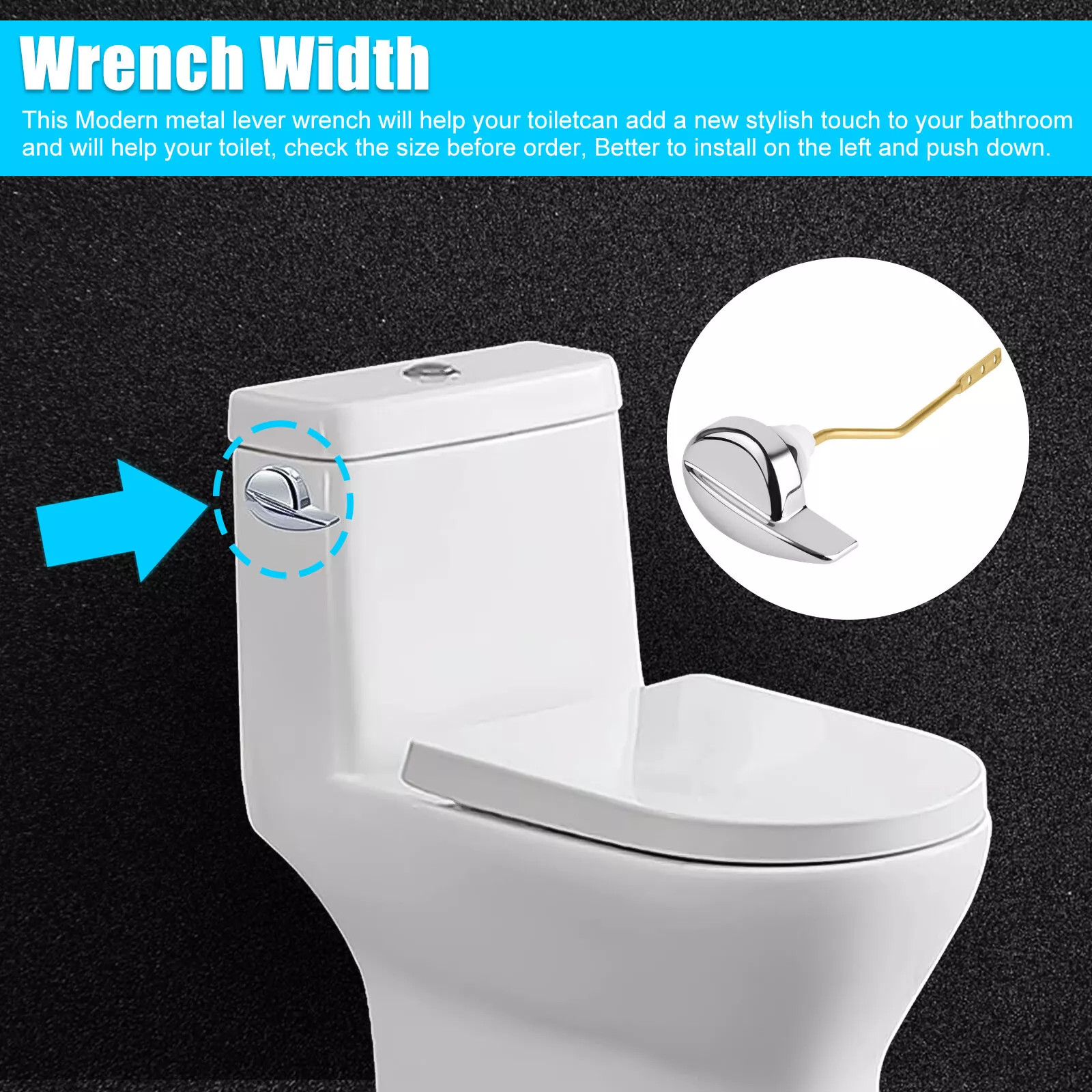 2x Universal Metal Side Mount Toilet Handle Replacement Kit, Brass Toilet Flush
