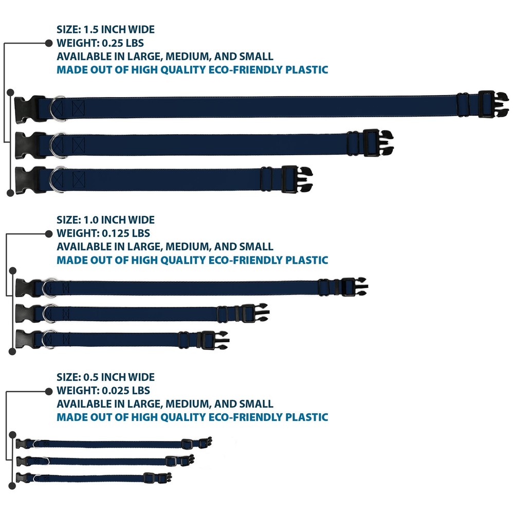 Plastic Clip Collar Navy NARROW-Medium 8.5-12"