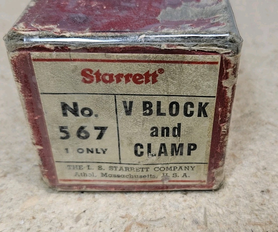 Starrett No. 567 Hardened V-Block with clamp - Made in the U.S.A.