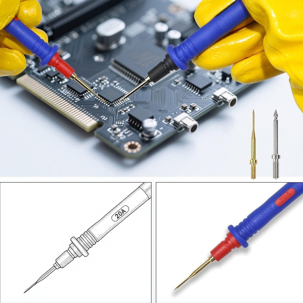 Professional Multimeter Leads Kit: Replaceable Probes & Silicone Safety, Set...