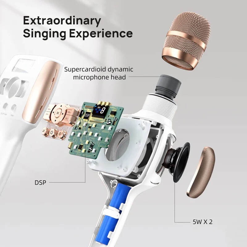 MEINIAO Karaoke Microphone Bluetooth with Digital Screen Handheld Portable NEW